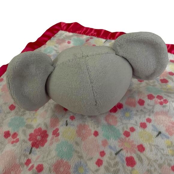 Parents Choice Pink Grey Elephant Plush Security Blanket Lovey Satin Trim 12x12" - Picture 8 of 13